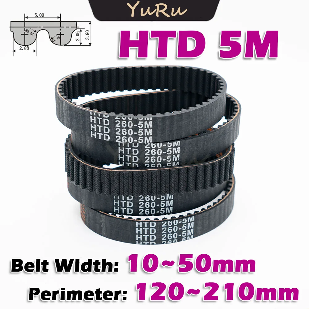 

HTD 5M Rubber Timing Belt Width 10~30mm Closed Loop Perimeter 120 150 170 175 180 190 195 200 205 210mm Transmission CNC Drive