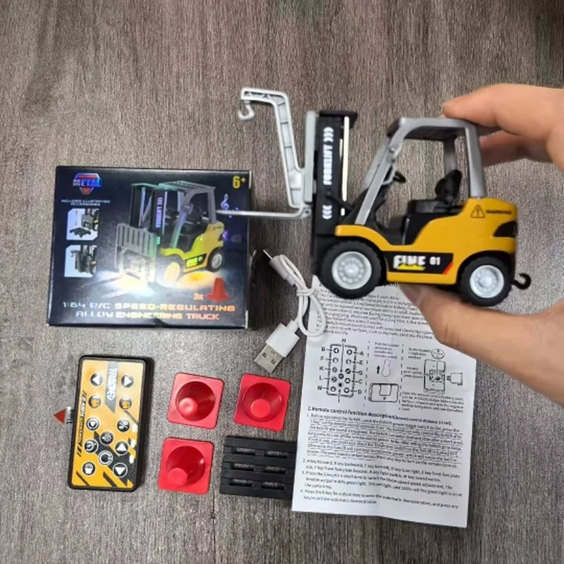 

1: 64 H6211g Mini Alloy Forklift Multifunctional Remote Control Toy With Multiple Brackets Detachable Suitable For Boy Toys Gift