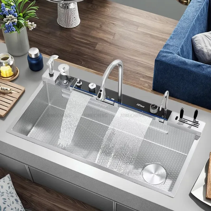 

Silver stainless steel kitchen sink, single bowl with drain plate multifunctional kitchen sink