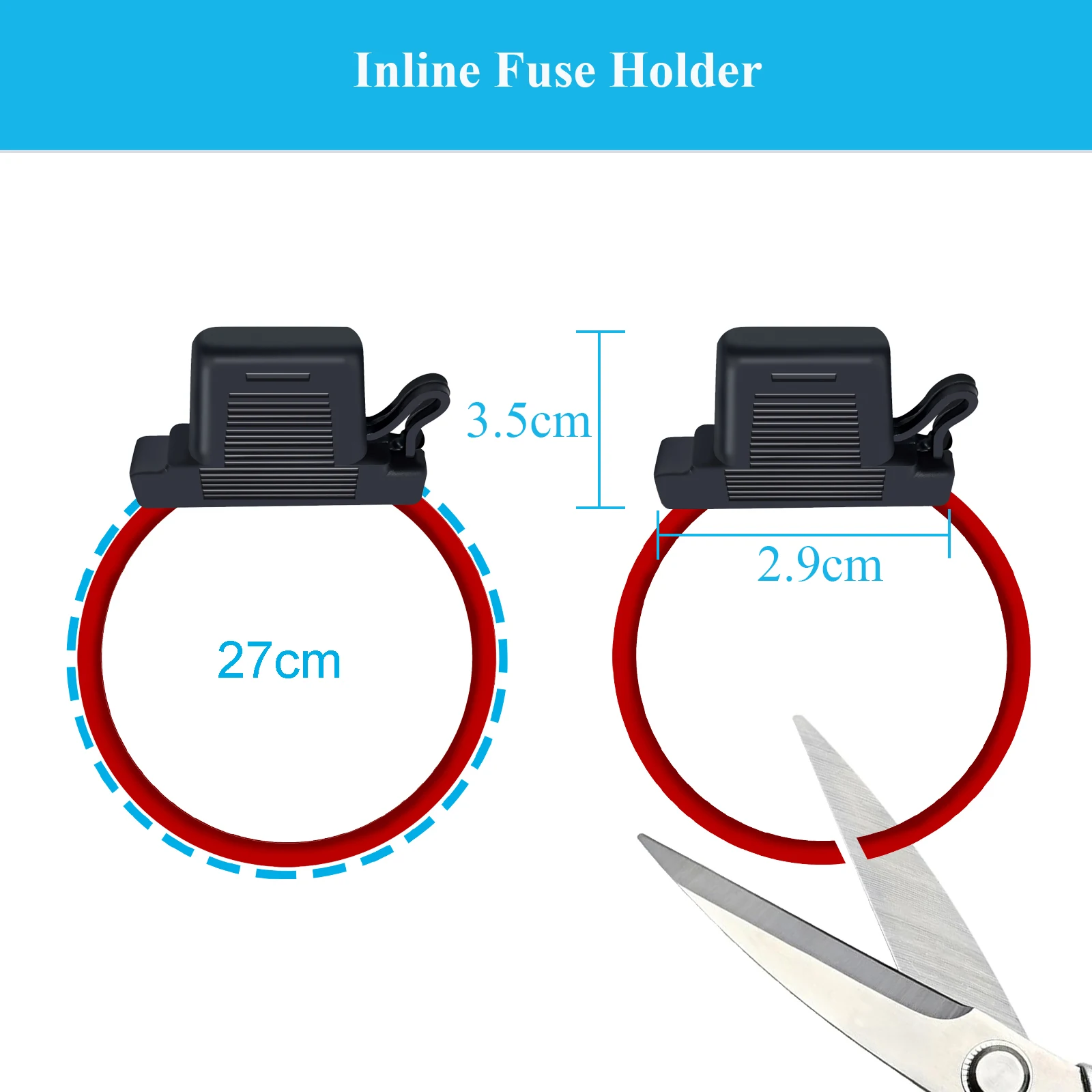 5pcs ATO/ATC Inline Fuse Holder | 10/12/14/16/18 AWG Wire | 12V/24V/32V Power Distribution DIY | Fits 1A-40A Blade Auto Fuses