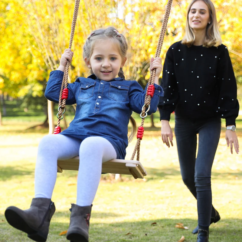 Columpio de madera para niños, juguetes de entretenimiento al aire libre, bebé pintado, cuatro tablas, columpio, entrenamiento de equilibrio, interacción entre padres e hijos