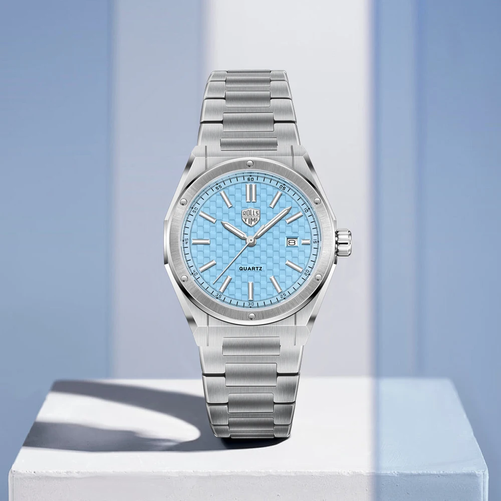 RollsTimi 39MM montres pour hommes haut de gamme montres à Quartz AR saphir montre de sport pour hommes en acier inoxydable étanche lumineux