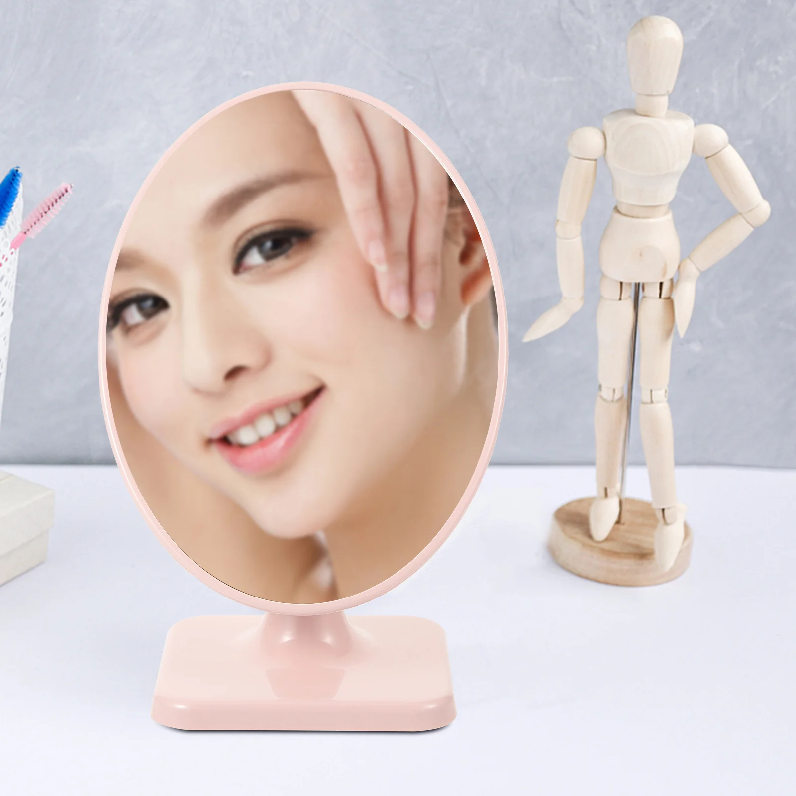 Stylish Desk Mirror Aesthetic Oval Vanity Mirror Clear View Durable Base Perfect Gift for Women Makeup Artists Home Decor