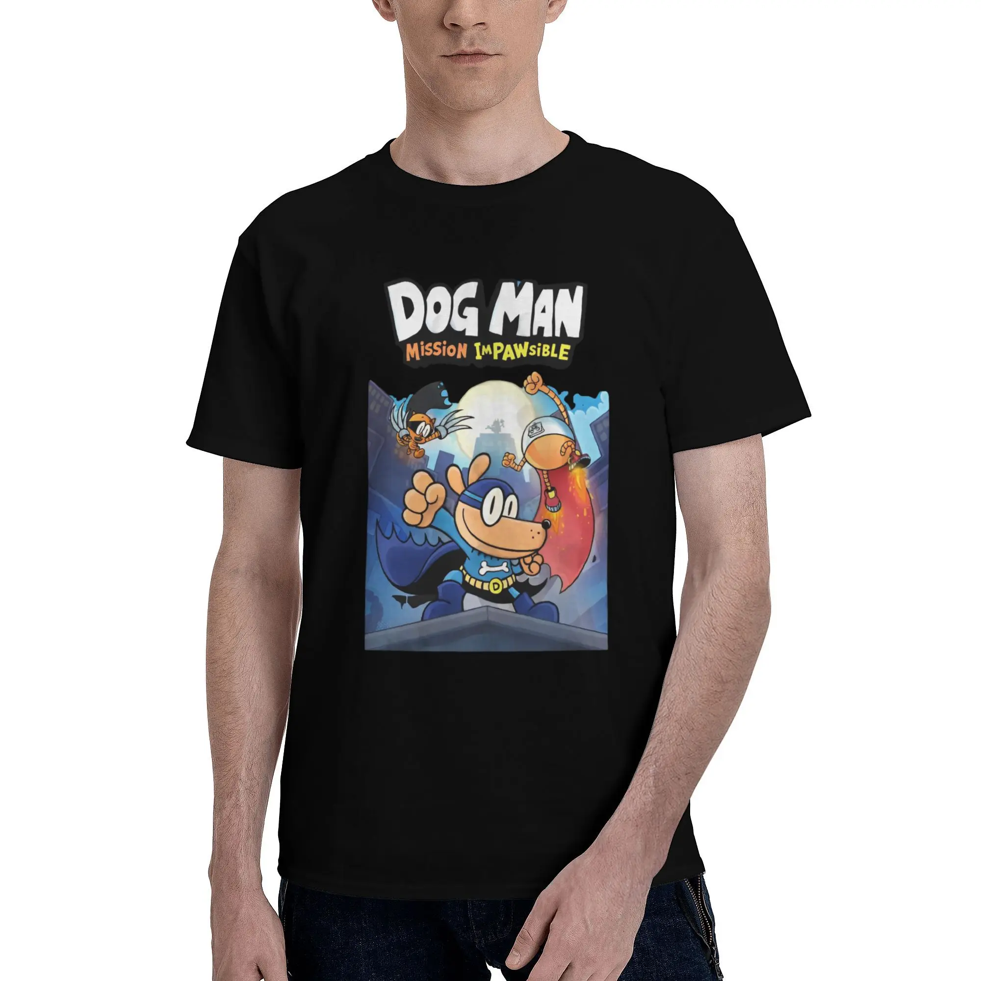 Dog Man Print Tee Shirt for Men Women Graphic Printed T Shirts  100% Cotton Clothing
