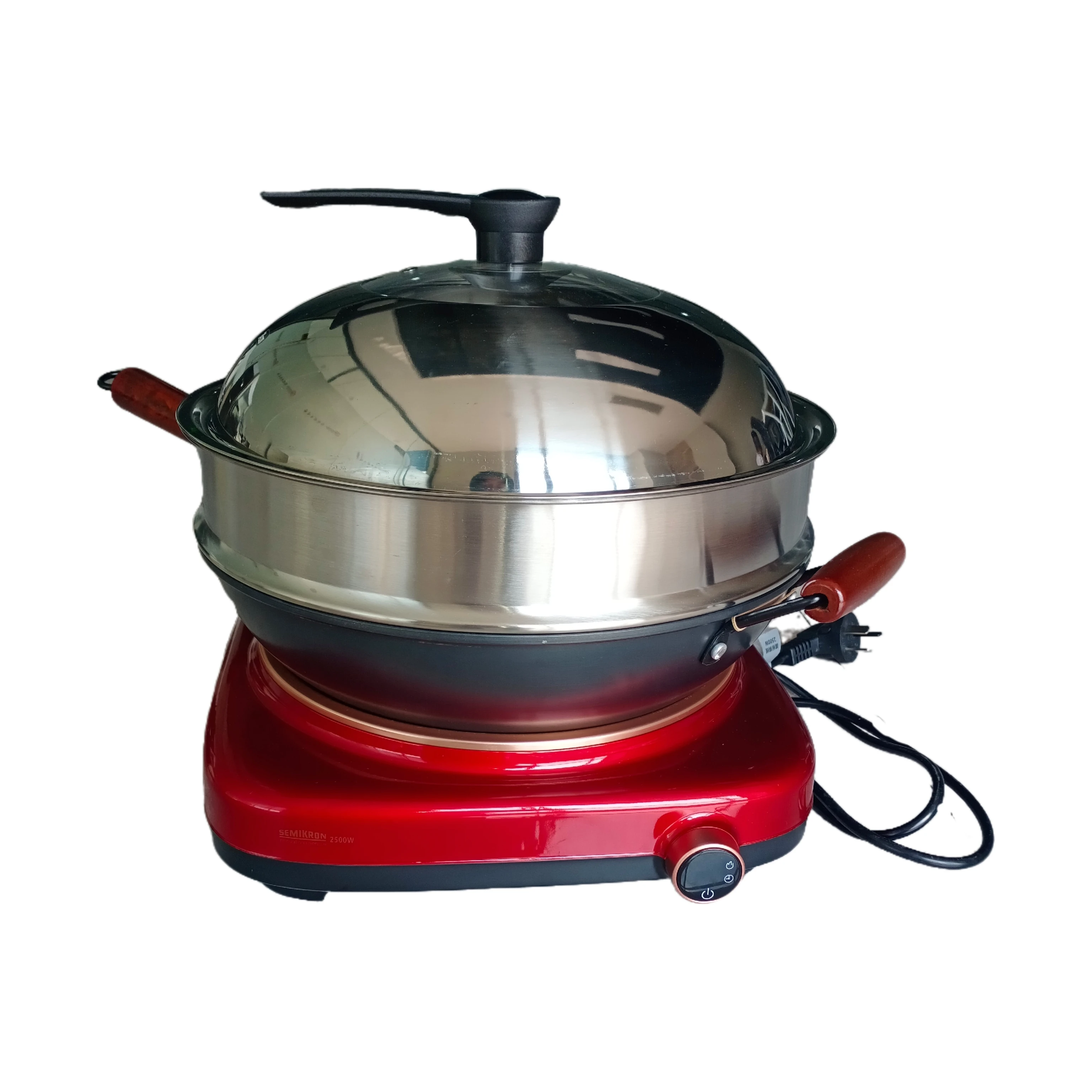 最新の赤い凹型IHクッキングヒーター 3500W 急速加熱 アジアン中華料理業務用厨房向け