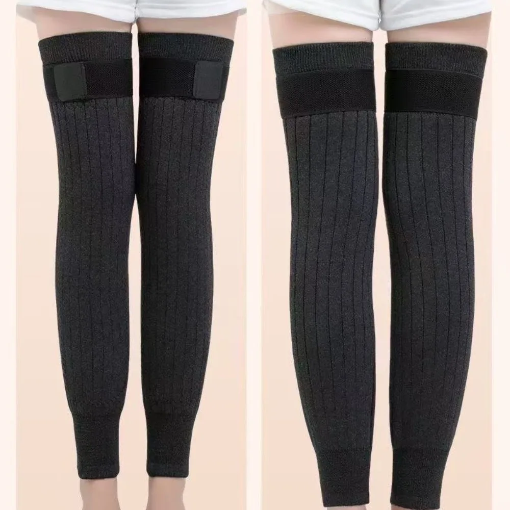 Cold-proof Warm Knee Pads with Straps Elastic Windproof Thick Knee Protector Comfortable Soft Thermal Leg Warmers Men/Women