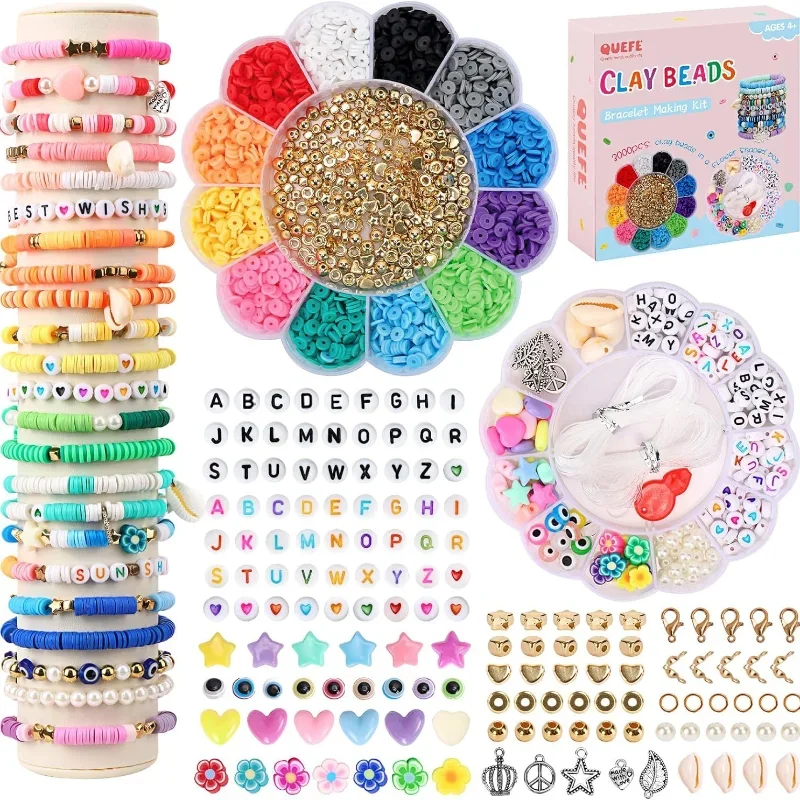 

3,302 pieces of children's DIY jewelry, beaded beads loose beads soft pottery letter beads plum blossom jewelry box