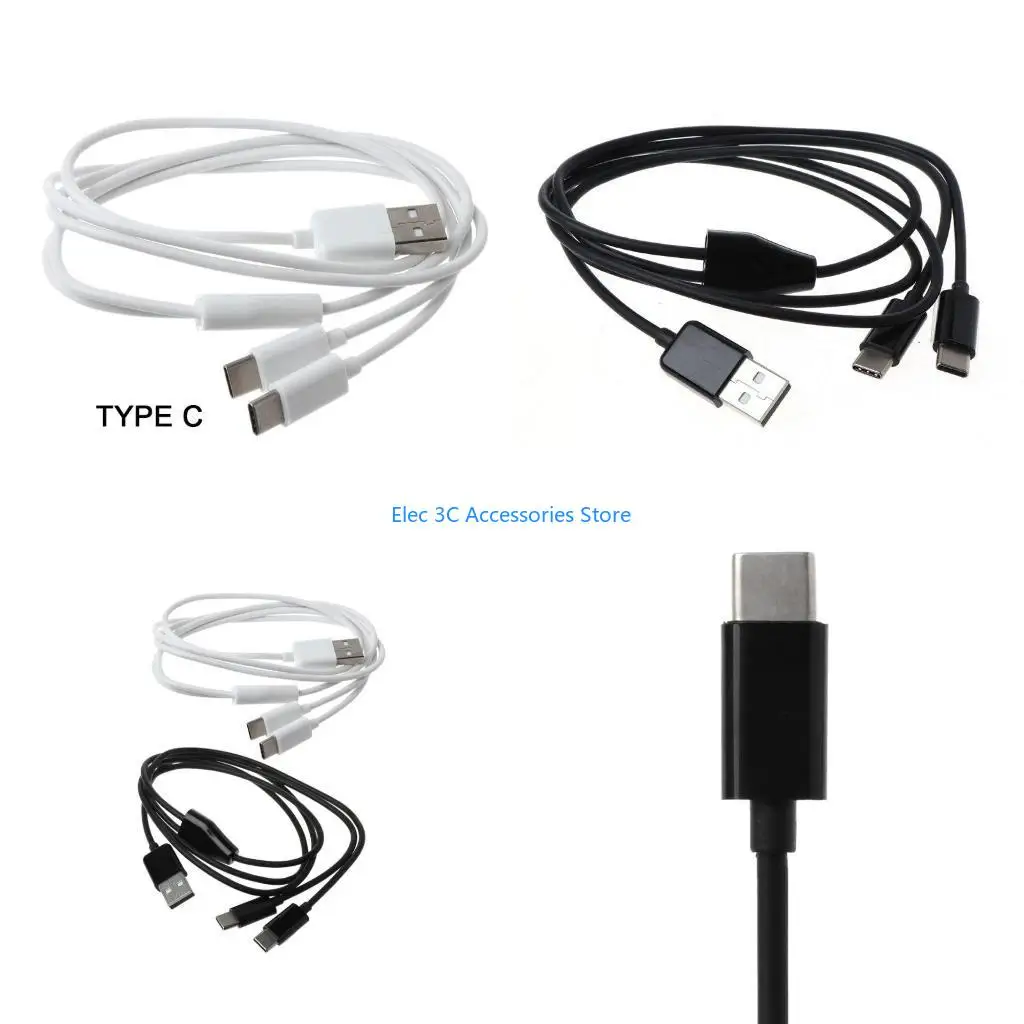 Y51A USB C Multi FastCharging Cable Splitter Cord 2in 1 USB to 2 Type C Fast Sync Adapter