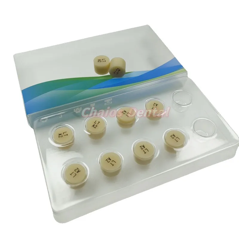 10Pcs /Box Dental Press Ingots Dental Lab Emax Press Ingots Glass Ceramics Blocks HT/LT Dentistry CAD CAM Sysrtem