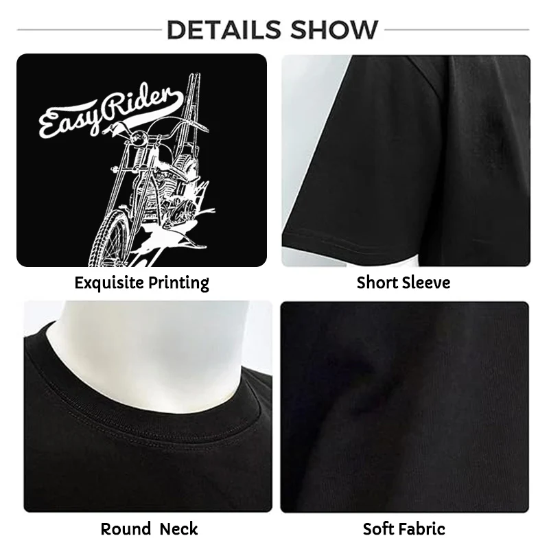 Easy Rider Motorcycle Men's Moto T Shirt Casual Dress High Quality Mens Cotton Round Neck Short Sleeved T-shirt view 5