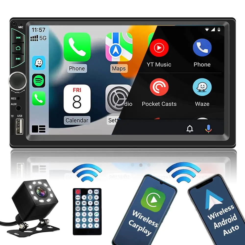 7 Inch HD Touch Screen Car Radio 2 Din High Quality Car Video Player Wireless CarPlay Android Auto with Bluetooth Rear Camera 7 Inch HD Touch Screen Car Radio 2 Din High Quality Car Video Player Wireless CarPlay Android Auto with Bluetooth Rear Camera