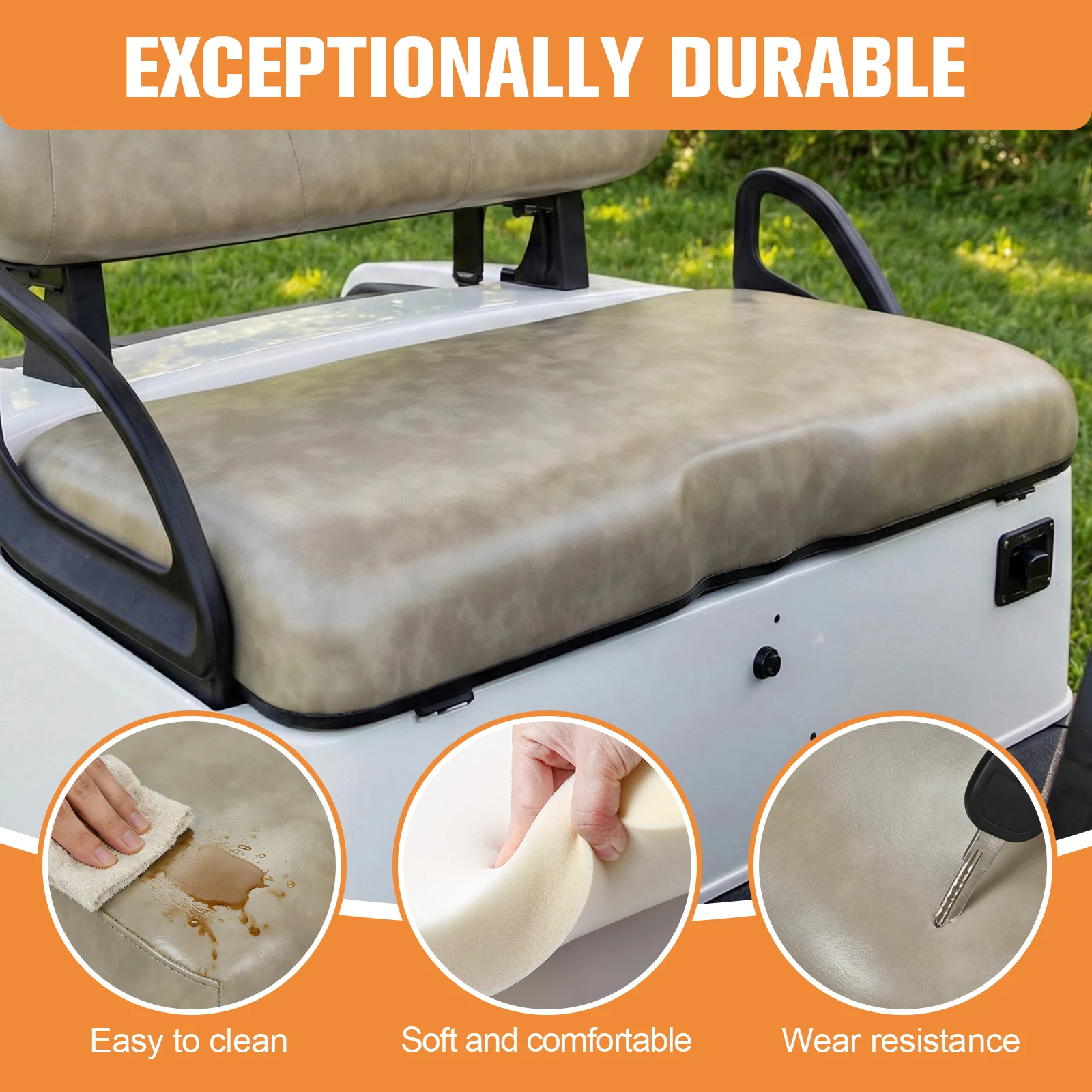 

Сменная подушка-накладка на нижнюю часть переднего сиденья для гольф-кара EZGO RXV 2008 года и новее (бежевая)