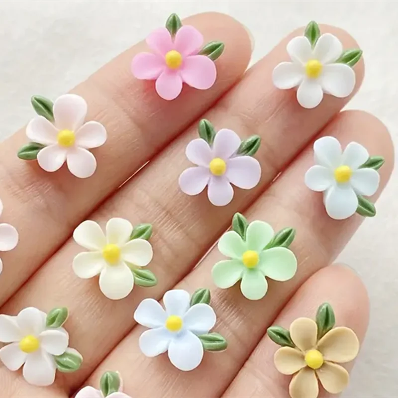 60 Stück gemischte bunte Mini-Rosen und -Blätter aus Kunstharz, flache Rückseite, Steinapplikationen für Nagelkunst, DIY-Charms, Scrapbook-Deko, Bastelzubehör – Detail 5