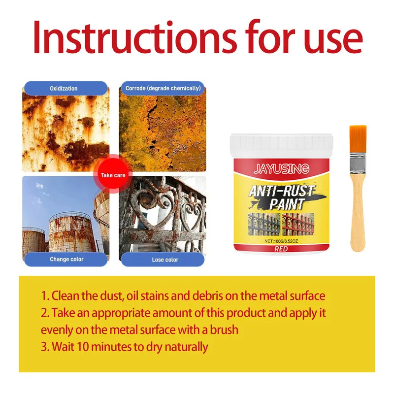 

Удаление красной ржавчины Антикоррозийная грунтовка Очистка металла Ремонт Железные двери Перила Краска Легко наносится Предотвращение будущей ржавчины