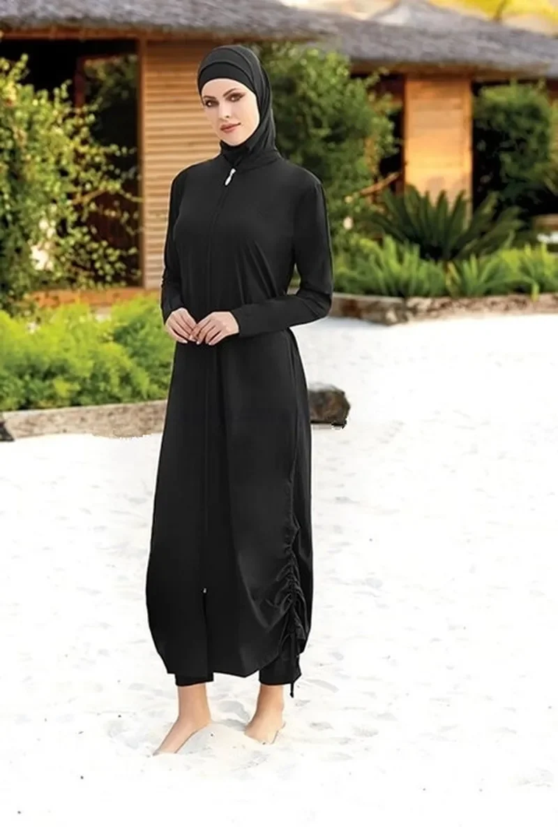 Islamic Women Muslim Swimwear Long Dress and Pants Burkini Swimsuit Modest Swim Surf Wear Sport Full Suit Swimming 3 Piece Sets