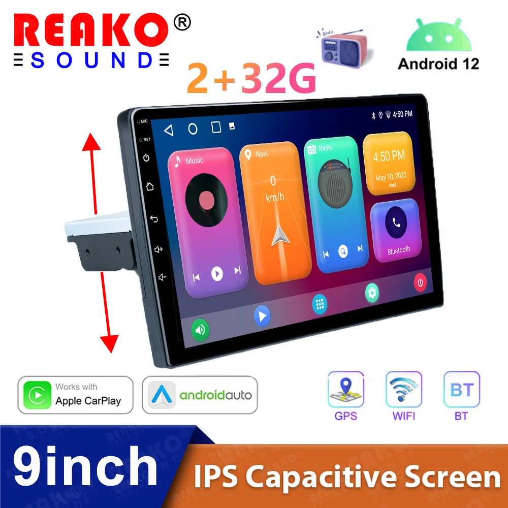 

REAKOSOUND 1 Din 9'' 2+32G Android Car Multimedia Player GPS Navigation BT Car Audio Wifi USB MirrorLink Car Audio Radio Stereo