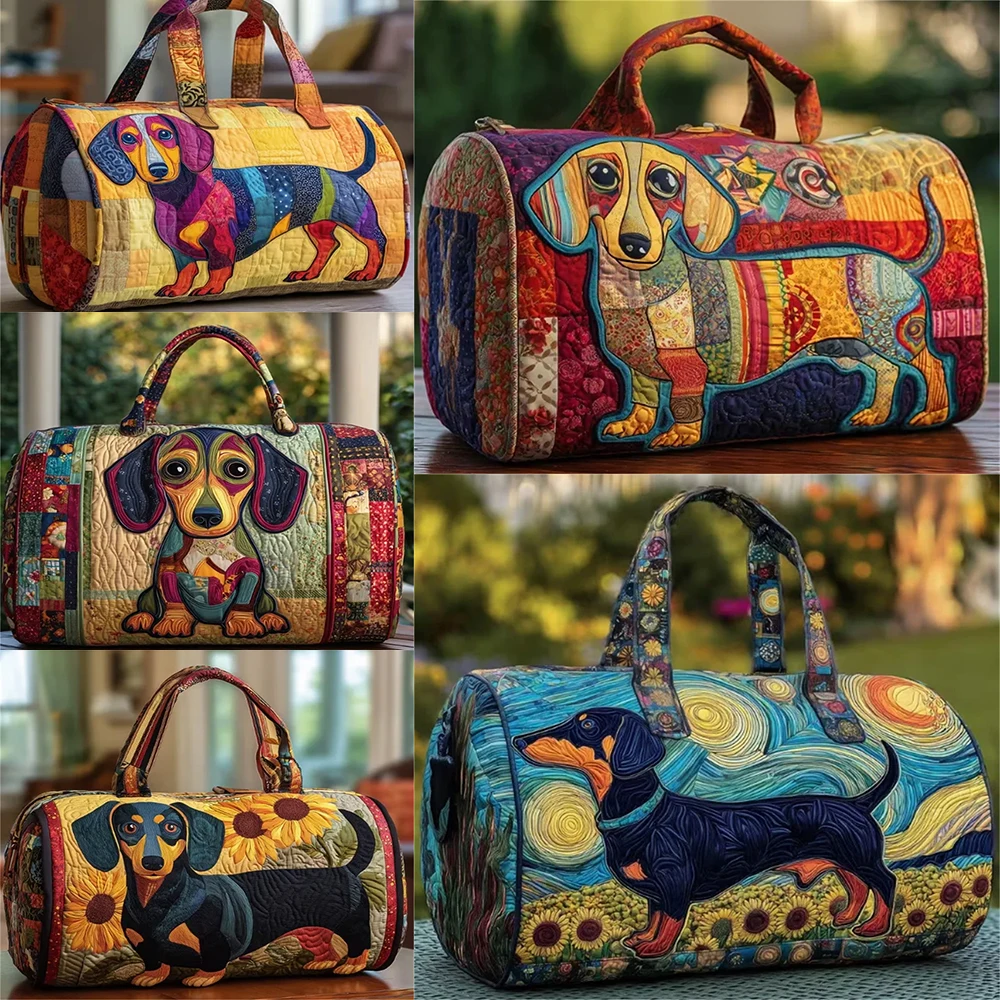 

Сумка-даффл SHJINY с принтом такс, стеганая, в стиле Y2K, персонализированная, для путешествий, женская/мужская, дорожная сумка для выходных, 2026, для активного отдыха и поездок на природу