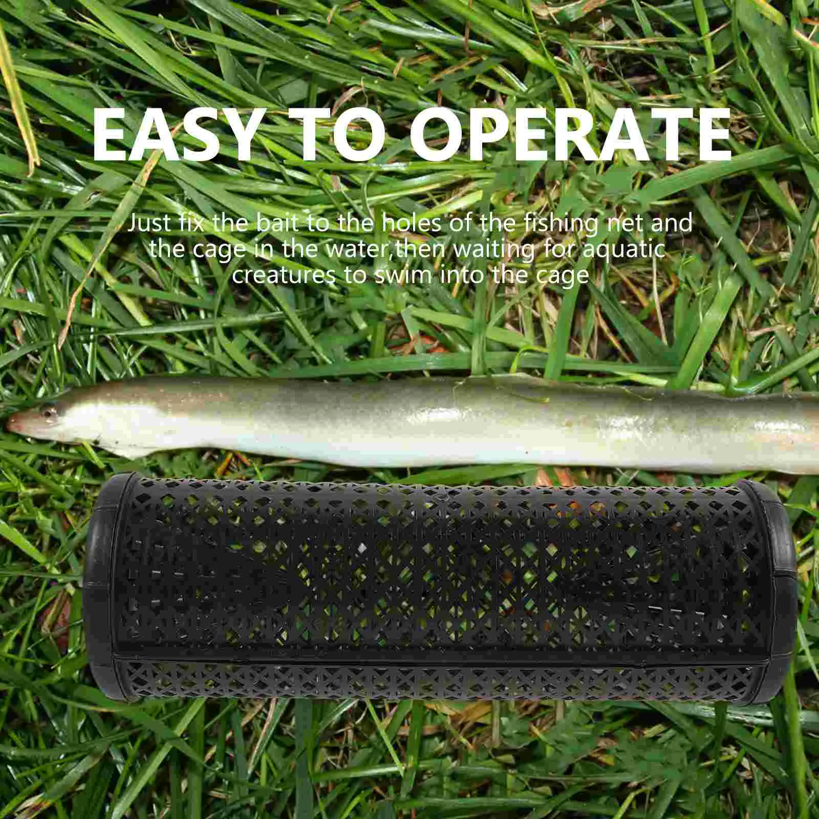 Square Fish Protection Small Portable Quick-drying Net Mouth Fishing Black Pit Eel Bait Trap Plastic Mesh