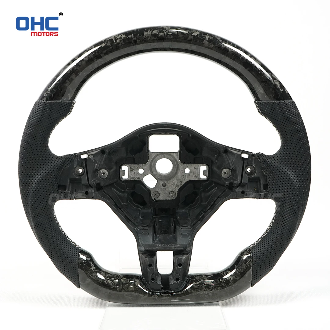 OHC Forged Carbon Fiber Steering Wheel For VW Volkswagen Golf 6 Perforated leather No Airbag