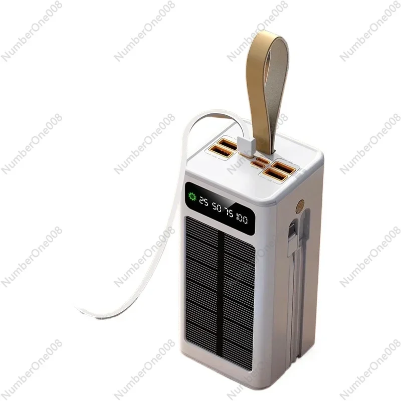 

50000mAh Thicken Solar Power Bank Big capacity Built-in Cables External Battery LED Light Power