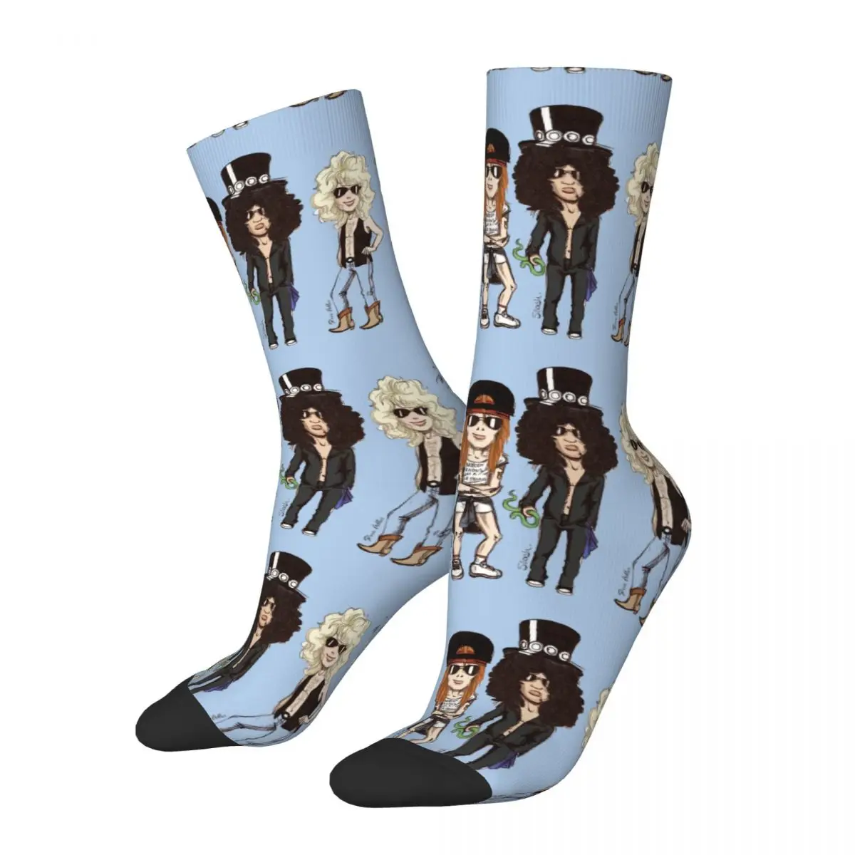 Divertente calzino a compressione per uomo Rock Band foto Hip Hop Vintage Guns N\' Roses Rock Music Guitarist The batterist Boys Crew Sock