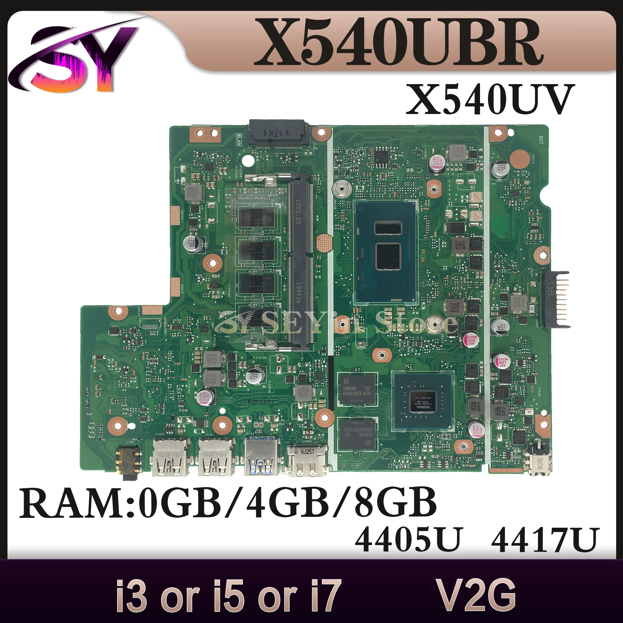 X540U Mainboard For ASUS X540UV X540UB X540UBR A540U X500U P540U K540U F540U Laptop Motherboard 4405u 4417u i3 i5 i7 V2G