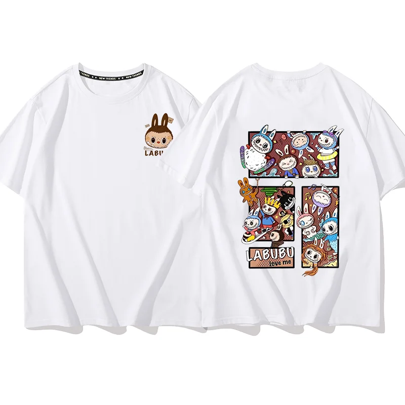 Anime LABUBU Print T Shirt MOLLY Couple student street sports casual T-shirt