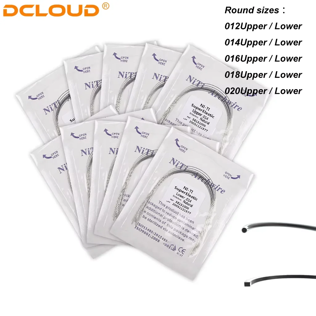 50Packs = 500Drähte Dental Niti Bogendrähte Kieferorthopädisch Super Elastisch Rund- / Rechteckbögen Oval / Natürliche Form Zahnarzt Material – Detail 5
