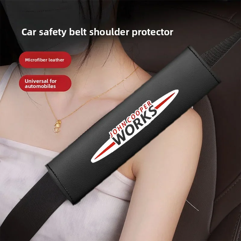 

1Pc pu Safety Belt Shoulder Protection Leather Car Seat Belt Cover Interior Ornament Accessories For MINI One Cooper WORKS JCW