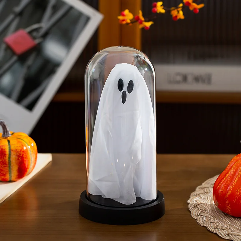 Halloween Ghost with Floor Lights Glass Cover Creative Decorative Ornament Ornament Atmosphere Ghost Festival Horror Night Lamps