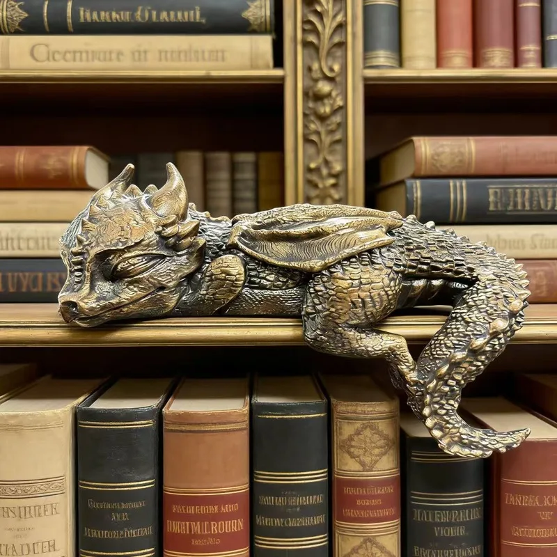 Sleeping Dragon Decorative Resin Statue, Indoor/Outdoor Decoration for Home Decor, Living Room, Study or TV Cabinet