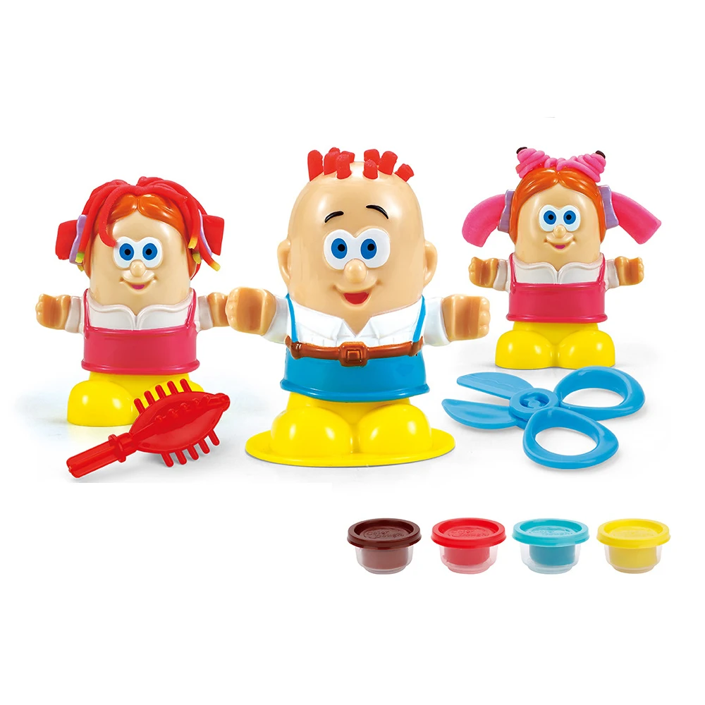 Kit de barbeiro criativo diy para crianças, conjunto de brinquedos de argila colorida, plasticina, massa educacional, presente de aniversário