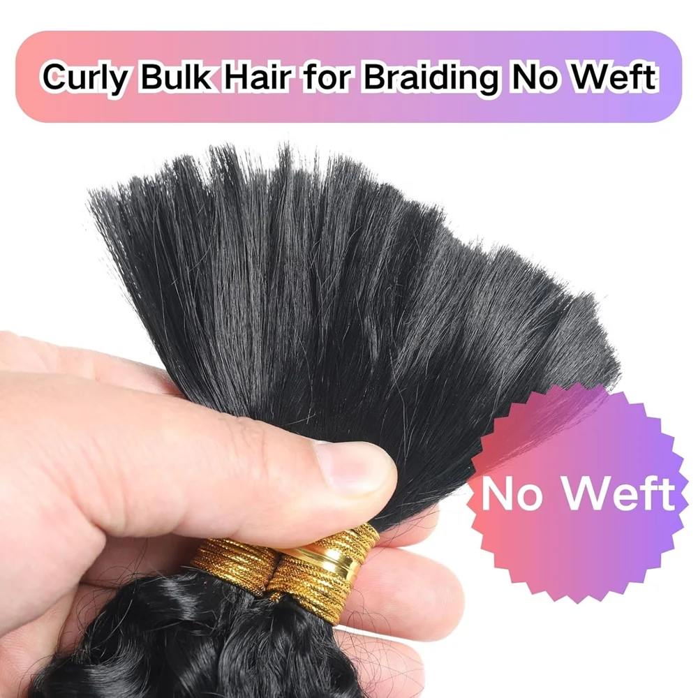 Synthetic Deep Wave Bulk Hair For Braiding Hair No Weft 22inch Wet And Wavy 100g Quality Hair Braiding Extensions For Boho Braid