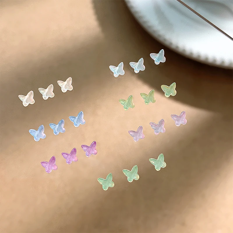 سحر الفن الشفق ، اكسسوارات كاواي ، مصغرة 3D ، أحجار الأظافر ، ديكورات ديي ، 10 فراشة راين