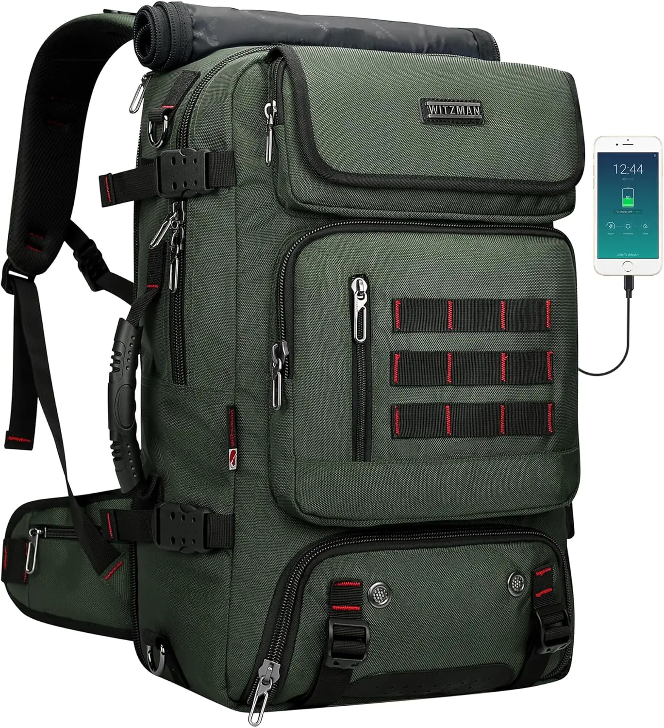 Convertible Travel Backpack for Men Women, Airline Approved Carry On Duffel Bag, Nylon Luggage, Army Green