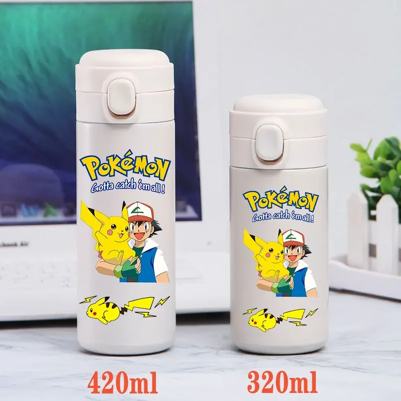 Pokemon Vacuum Cup Sports Drinking Portable Mewtwo Pikachu Water Bottle Kids Large Capacity Stainless Steel Bottle Thermal Cup