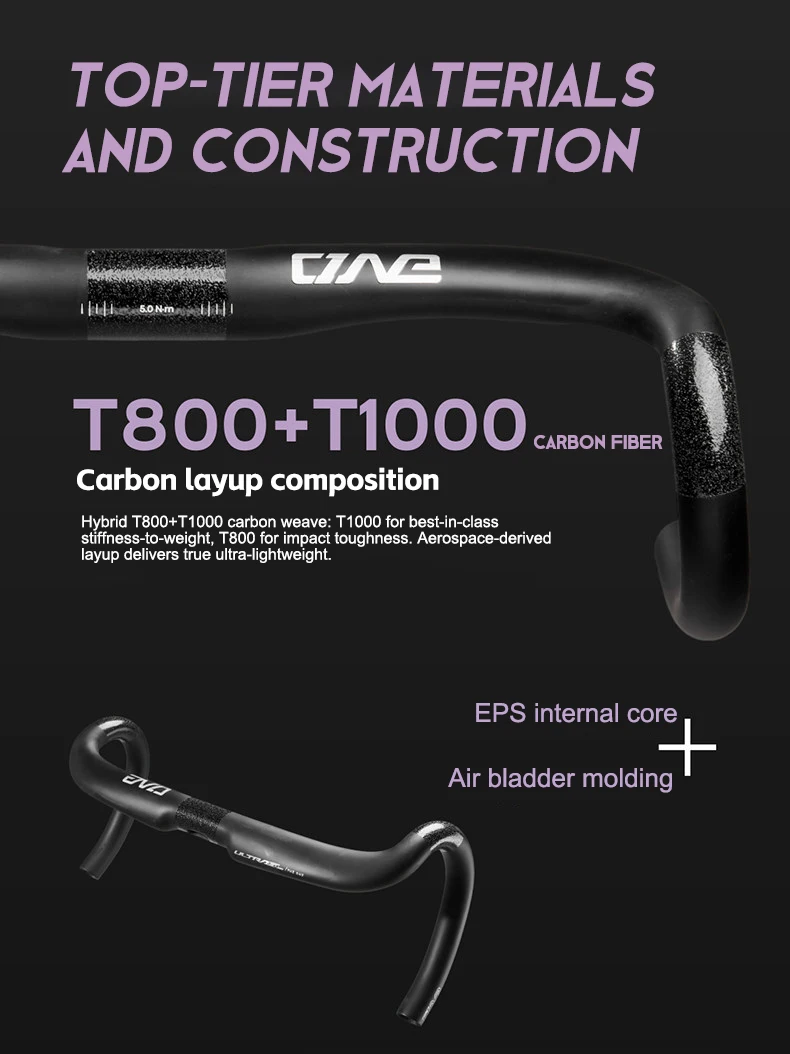 THE ONE ULTRA SL Carbon-Rennrad-Lenker, T1000 Ultraleicht-Carbon, 152g±10g, Vollständige interne Kabelführung – Detail 5
