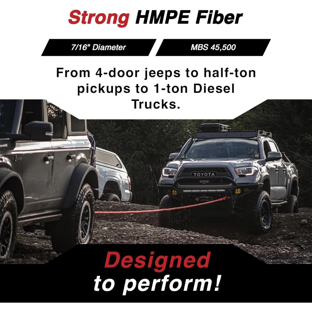 7/16" Soft Shackle w/Chafe Sleeve (Red Chafe Sleeve), Soft Shackles for Recovery kit,Rope Shackle, Soft Shackle Recovery kit