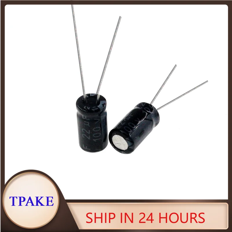 50szt 22uF 100V 22MFD 100WV Aluminiowy kondensator elektrolityczny 6*11mm Radialny 22mf100v 22uf100v 100v22mf 100v22uf