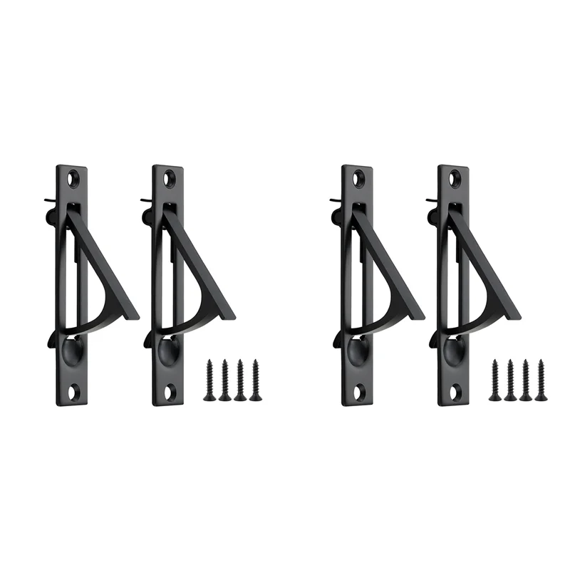 

ABMR-4 Pack Карманные дверные ручки, однотонные карманные дверные ручки с заподлицо по краям, матовый черный цвет