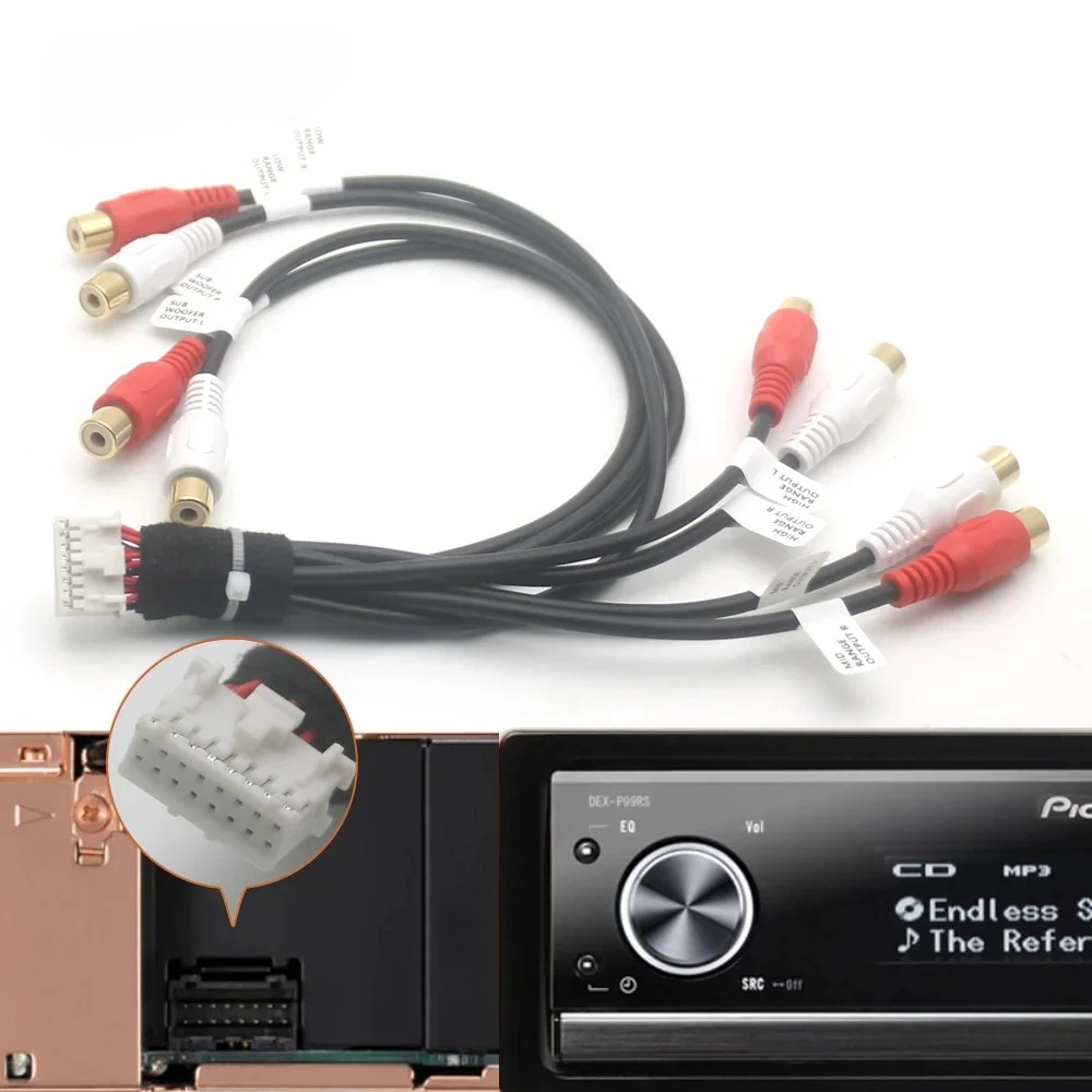 Radio de coche, audio estéreo, subwoofer de alta potencia, cable adaptador RCA de 16 pines para Pioneer DEX-P99RS Carrozzeria DEH-P01