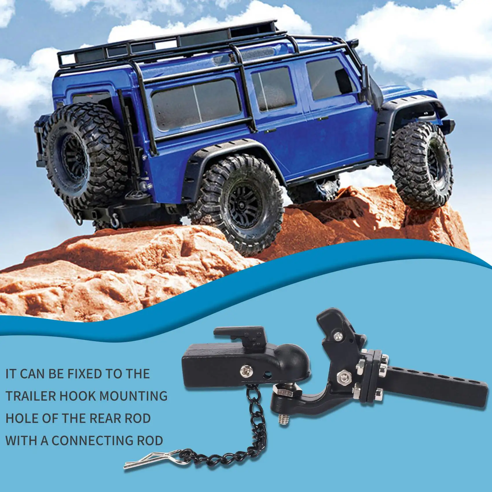 Kait Trailer halangan logam baru untuk SCX10 90046 Traxxas TRX4 1/10 mobil Remote Control perayap RC Model untuk bayi anak