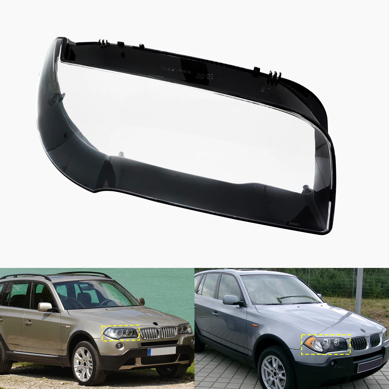 

Right Side Front Headlight Lens Headlamp Cover Clear O/S For 2004-10 BMW X3 E83