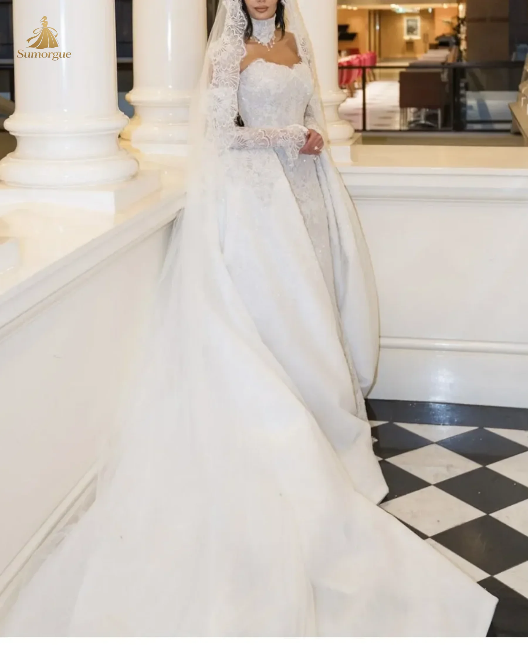 ARomantic Sweetheart Lace Mermaid Wedding Dress Strapless Sheath Decoration Bridal Dress Detachable Vestidos De Noiva Customized