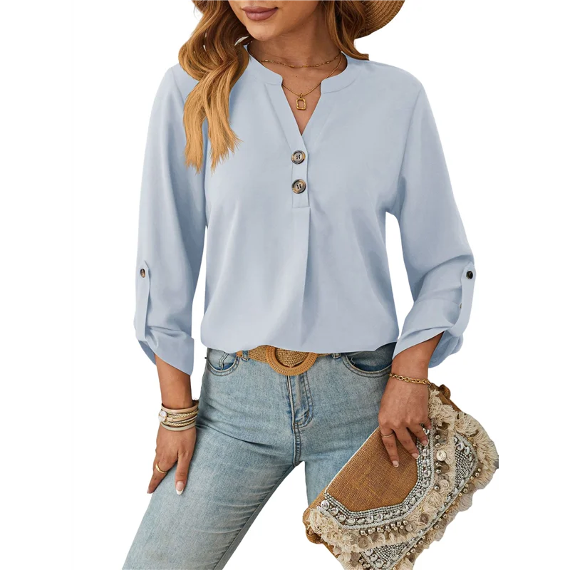 

AG-Women's Shirts Loose Fit Lantern Long Sleeve Ladies Blouses Smocked Cuff Business Work Fall Tops