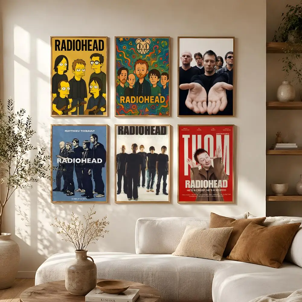 Band Radiohead Poster Self-Adhesive HD Mural Wall Decals, Living Room Bedroom Home Decor Gift