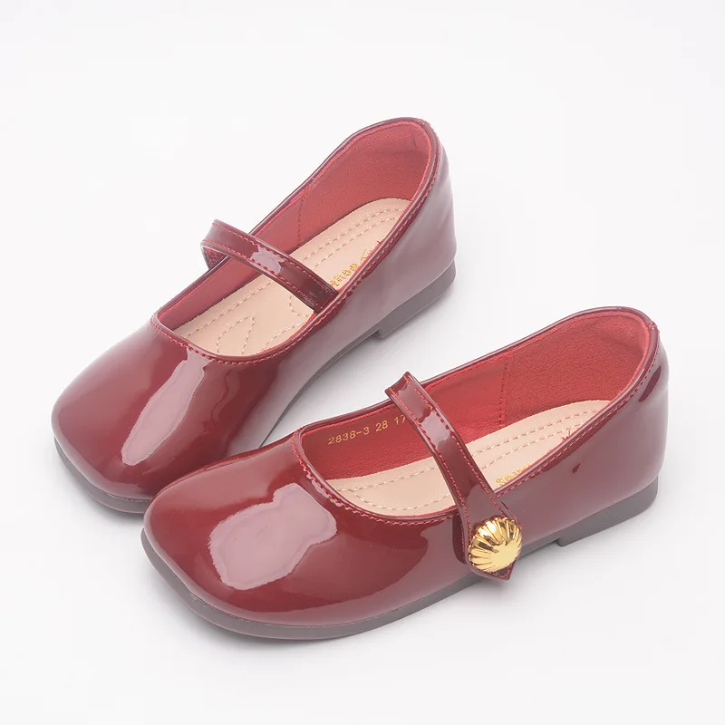 Children Princess Shoes Fashion Glossy Party Girl's Flats Leather Shoes Breathable Elegant Mary Janes Shallow Chic Kids Shoes