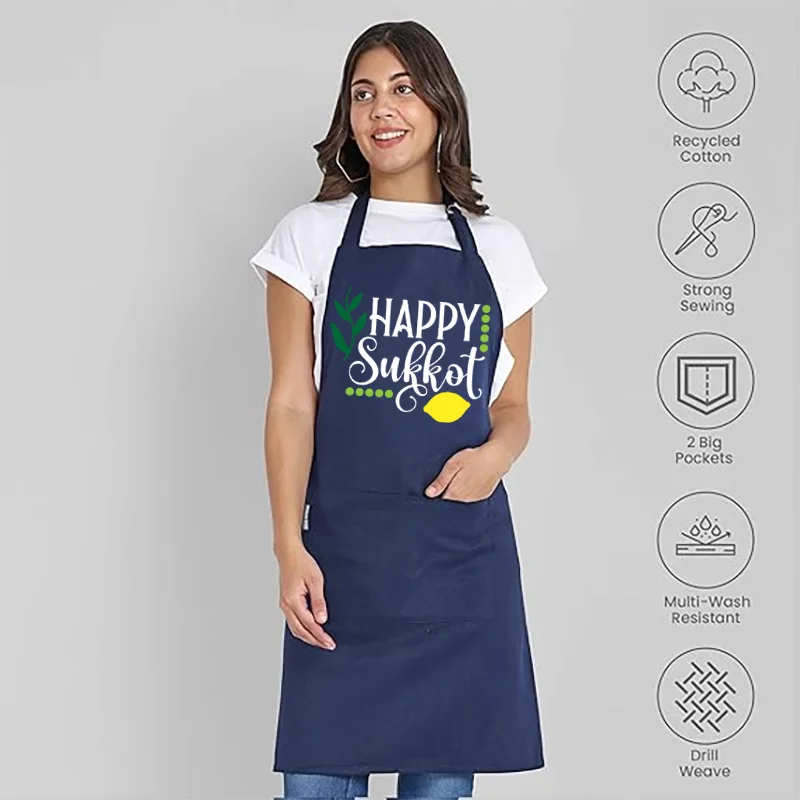 Sukkot Chef Apron Cotton Kitchen Apron for Cooking Baking Happy Sukkot Jewish Holiday Jewish Feast of Tabernacles Supplies Gifts