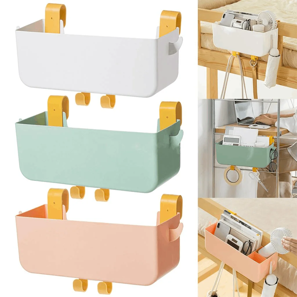 Student Dormitory Bedside Storage Hanging Basket With Hook Large Capacity Partitioned Storage Hanging Storage Box Organizer