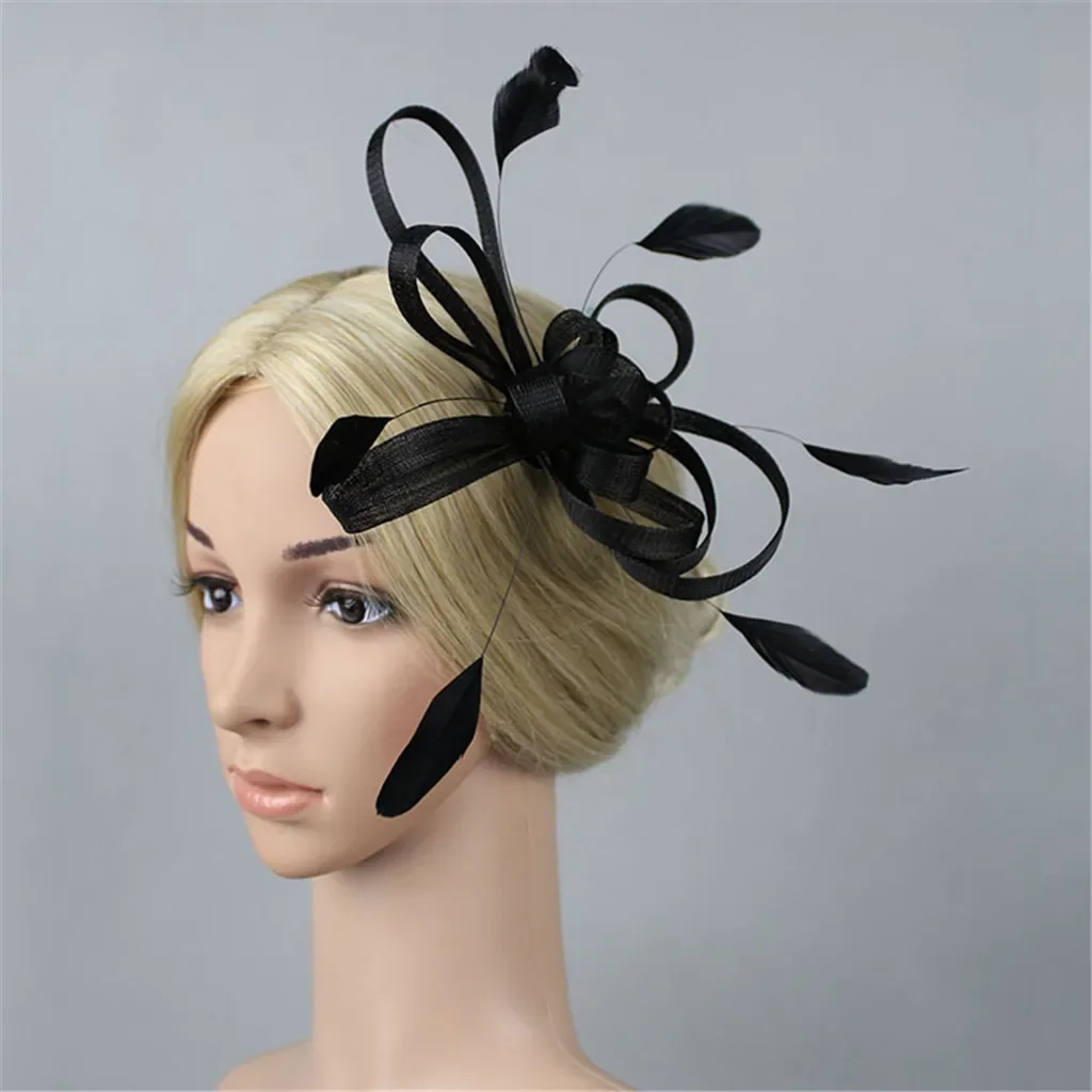 2024 New Tea Party Flower Fascinators Kentucky Headband Derby Hat Wedding Cocktail Feathers Ribbon Fascinator Hats for Women